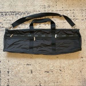 LeSportsac Lotus Yoga Mat Gym Bag Shoulder Strap Zip Pockets Black Unisex